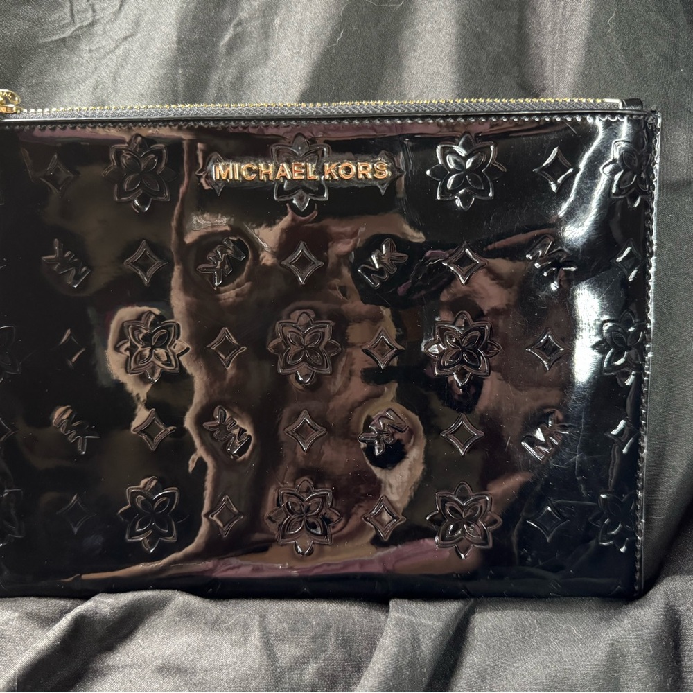 Michael Kors Mongram Large Black Embossed Clutch